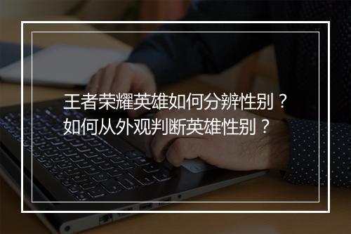 王者荣耀英雄如何分辨性别？如何从外观判断英雄性别？