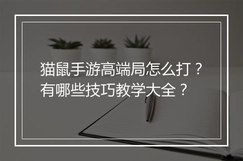猫鼠手游高端局怎么打?有哪些技巧教学大全?