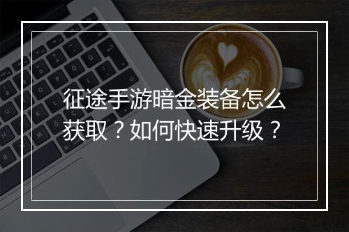 征途手游暗金装备怎么获取?如何快速升级?
