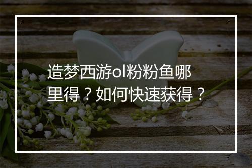 造梦西游ol粉粉鱼哪里得？如何快速获得？