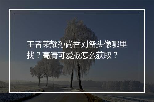 王者荣耀孙尚香刘备头像哪里找?高清可爱版怎么获取?
