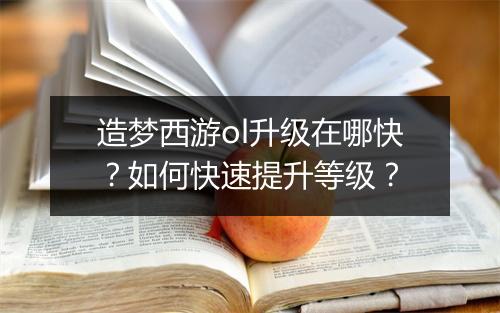 造梦西游ol升级在哪快?如何快速提升等级?