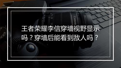 王者荣耀李信穿墙视野显示吗？穿墙后能看到敌人吗？
