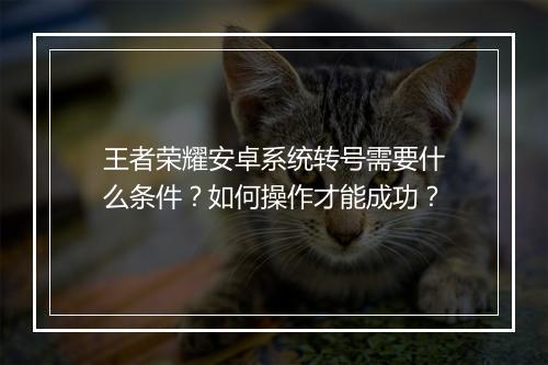 王者荣耀安卓系统转号需要什么条件?如何操作才能成功?
