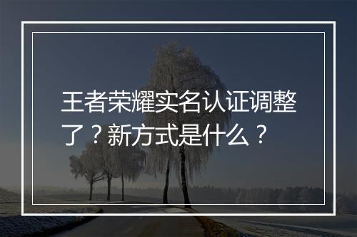 王者荣耀实名认证调整了?新方式是什么?