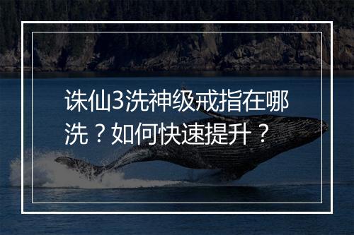 诛仙3洗神级戒指在哪洗?如何快速提升?