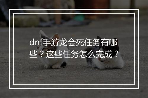 dnf手游龙会死任务有哪些?这些任务怎么完成?