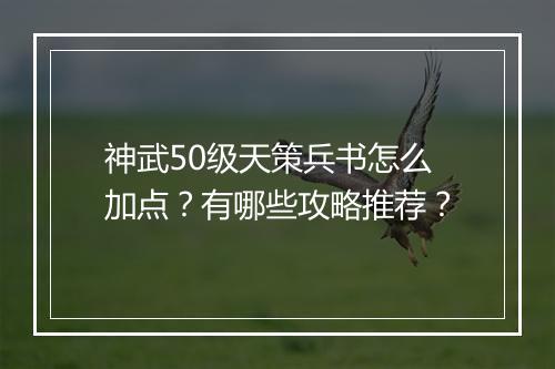 神武50级天策兵书怎么加点？有哪些攻略推荐？