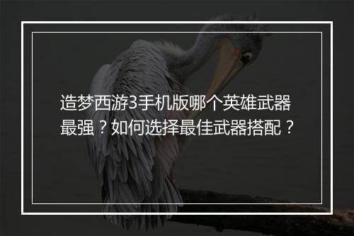 造梦西游3手机版哪个英雄武器最强?如何选择最佳武器搭配?