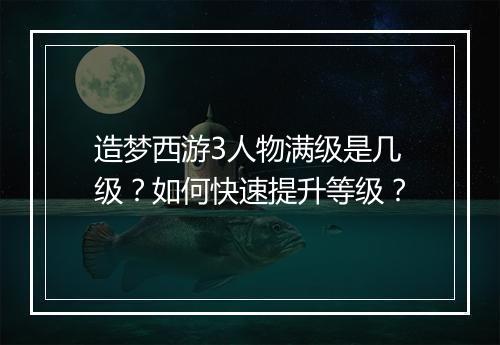 造梦西游3人物满级是几级?如何快速提升等级?