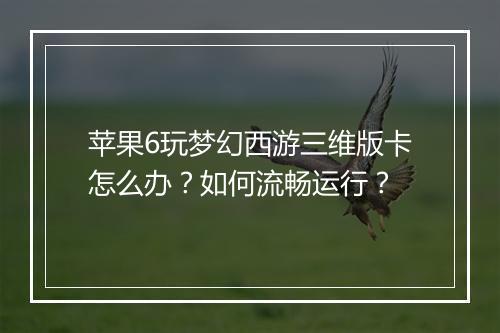 苹果6玩梦幻西游三维版卡怎么办？如何流畅运行？
