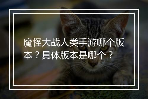 魔怪大战人类手游哪个版本?具体版本是哪个?