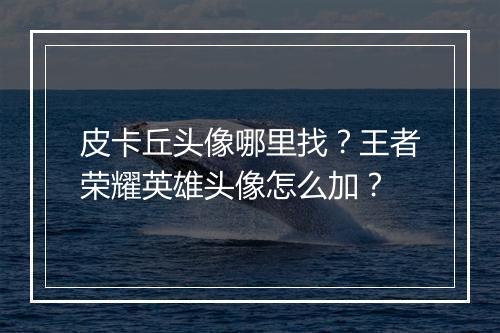 皮卡丘头像哪里找?王者荣耀英雄头像怎么加?