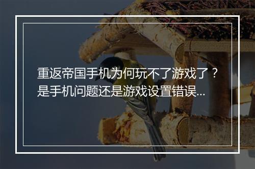 重返帝国手机为何玩不了游戏了？是手机问题还是游戏设置错误？