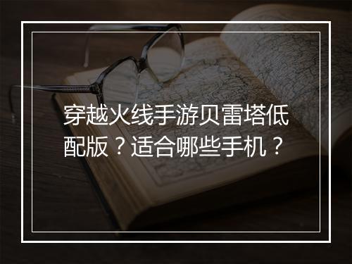 穿越火线手游贝雷塔低配版？适合哪些手机？