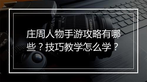 庄周人物手游攻略有哪些?技巧教学怎么学?