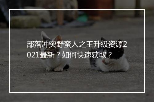 部落冲突野蛮人之王升级资源2021最新?如何快速获取?