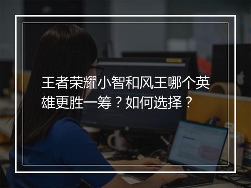 王者荣耀小智和风王哪个英雄更胜一筹？如何选择？