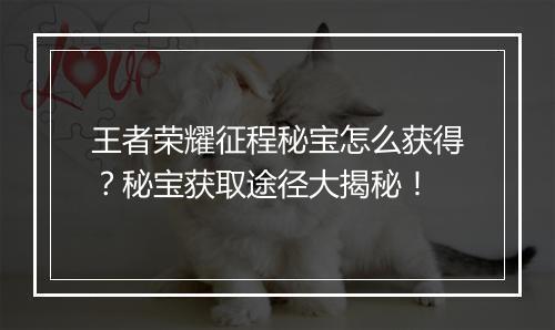 王者荣耀征程秘宝怎么获得?秘宝获取途径大揭秘!