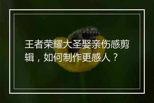 王者荣耀大圣娶亲伤感剪辑，如何制作更感人？