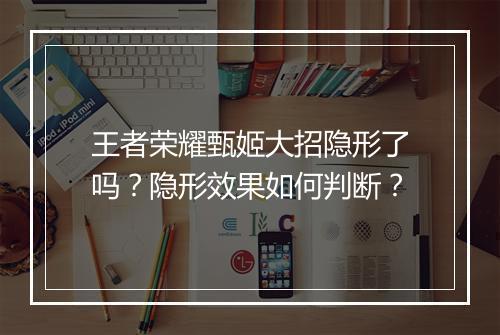 王者荣耀甄姬大招隐形了吗？隐形效果如何判断？