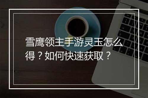雪鹰领主手游灵玉怎么得?如何快速获取?