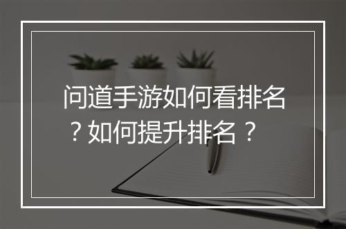 问道手游如何看排名？如何提升排名？