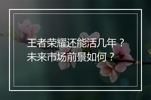 王者荣耀还能活几年?未来市场前景如何?