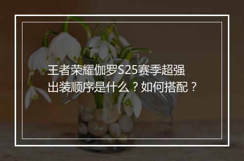 王者荣耀伽罗S25赛季超强出装顺序是什么？如何搭配？