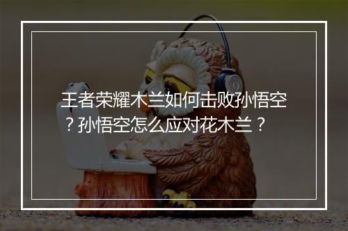 王者荣耀木兰如何击败孙悟空?孙悟空怎么应对花木兰?