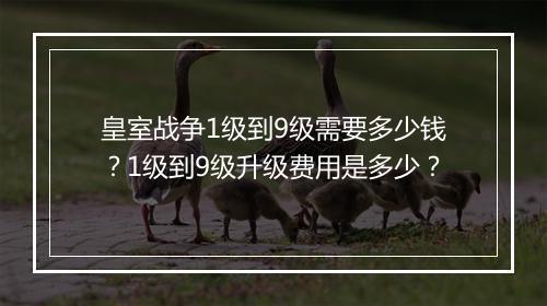 皇室战争1级到9级需要多少钱？1级到9级升级费用是多少？