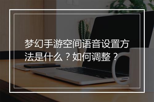 梦幻手游空间语音设置方法是什么?如何调整?