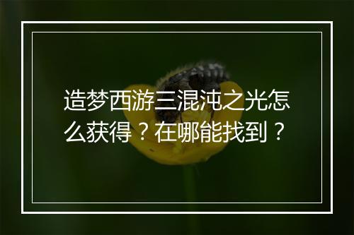 造梦西游三混沌之光怎么获得？在哪能找到？