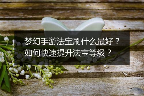 梦幻手游法宝刷什么最好?如何快速提升法宝等级?