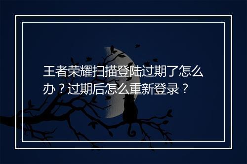 王者荣耀扫描登陆过期了怎么办?过期后怎么重新登录?