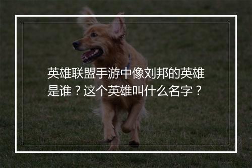 英雄联盟手游中像刘邦的英雄是谁？这个英雄叫什么名字？