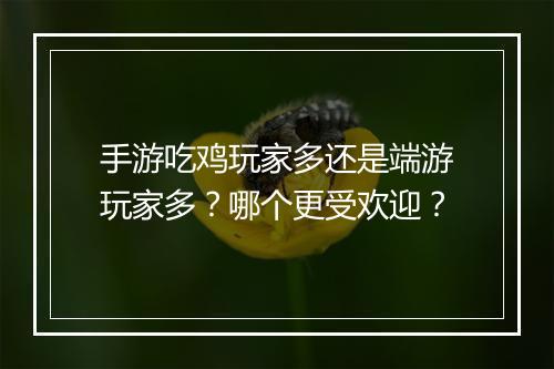 手游吃鸡玩家多还是端游玩家多?哪个更受欢迎?