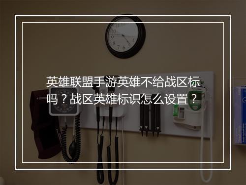 英雄联盟手游英雄不给战区标吗？战区英雄标识怎么设置？