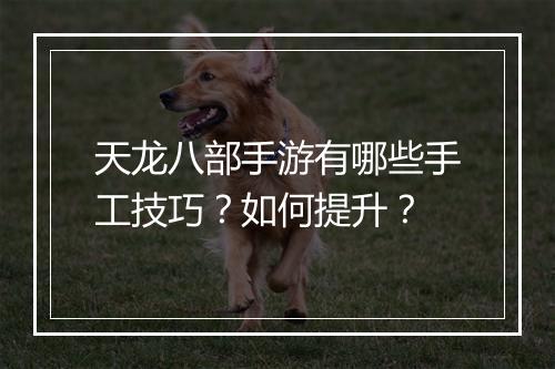 天龙八部手游有哪些手工技巧?如何提升?