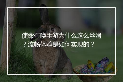 使命召唤手游为什么这么丝滑?流畅体验是如何实现的?