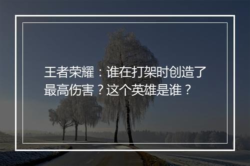 王者荣耀:谁在打架时创造了最高伤害?这个英雄是谁?