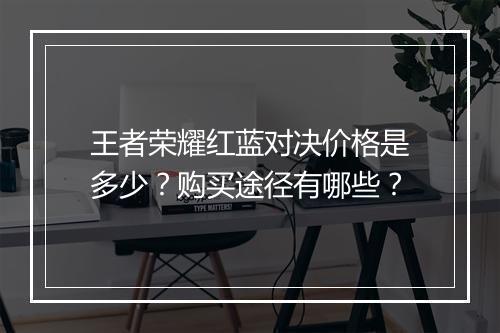 王者荣耀红蓝对决价格是多少?购买途径有哪些?