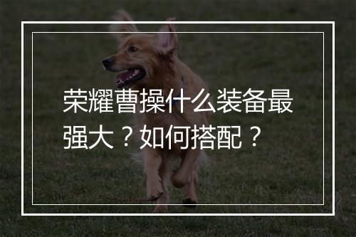 荣耀曹操什么装备最强大?如何搭配?