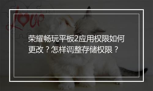 荣耀畅玩平板2应用权限如何更改?怎样调整存储权限?