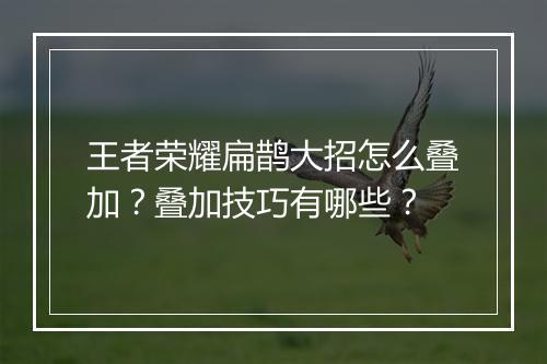 王者荣耀扁鹊大招怎么叠加？叠加技巧有哪些？