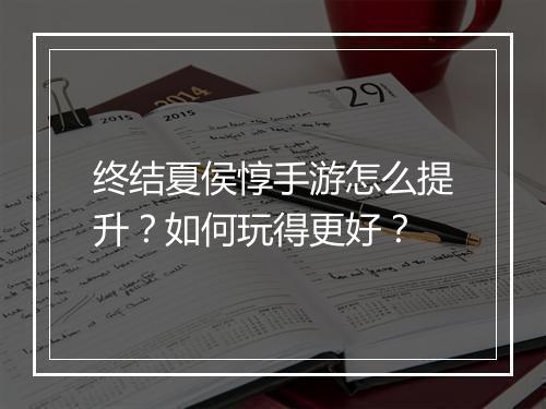 终结夏侯惇手游怎么提升？如何玩得更好？