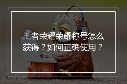 王者荣耀荣耀称号怎么获得？如何正确使用？