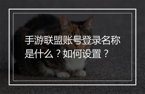 手游联盟账号登录名称是什么？如何设置？