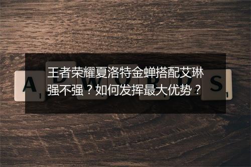 王者荣耀夏洛特金蝉搭配艾琳强不强?如何发挥最大优势?