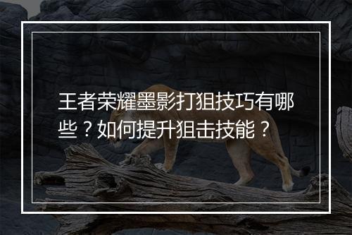 王者荣耀墨影打狙技巧有哪些？如何提升狙击技能？